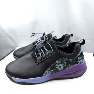 Clove Shoes Size 11.5 Black Slip Resistant Athletic Medical / Violet Floral